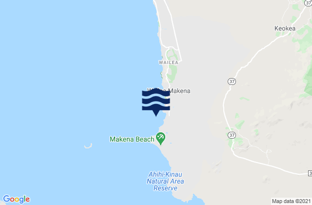 Mappa delle Getijden in Maluaka Beach, United States