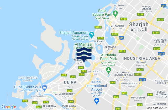 Mappa delle Getijden in Mamzar Beach, United Arab Emirates