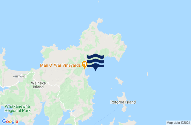 Mappa delle Getijden in Man O War Bay, New Zealand