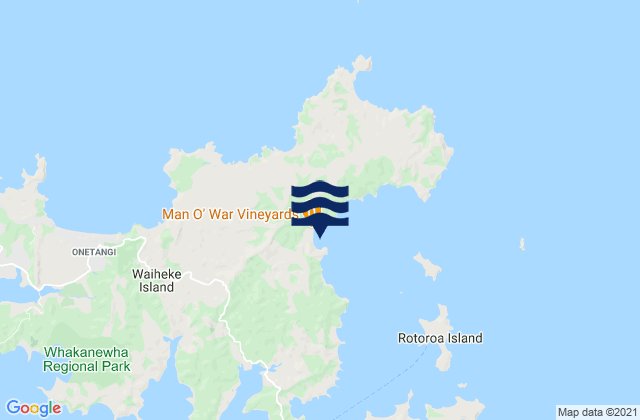 Mappa delle Getijden in Man O' War Bay, New Zealand