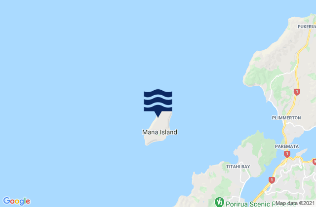 Mappa delle Getijden in Mana Island, New Zealand