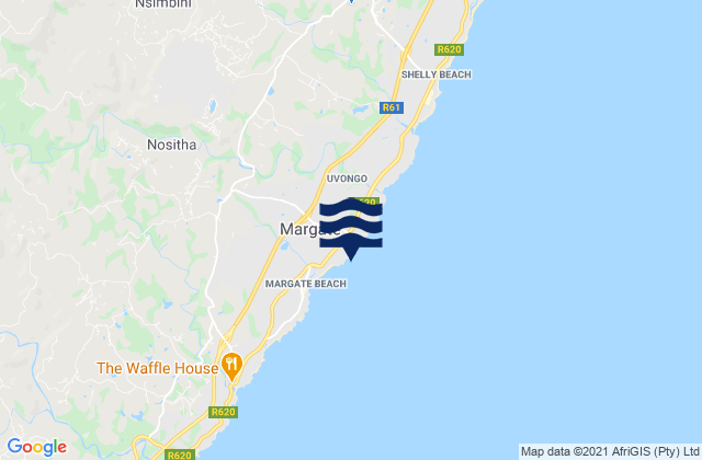 Mappa delle Getijden in Manaba Beach, South Africa