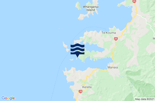 Mappa delle Getijden in Manaia Harbour, New Zealand