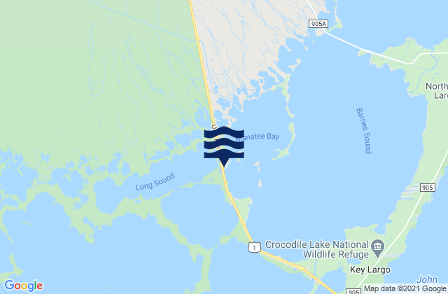 Mappa delle Getijden in Manatee Creek Hwy 1 bridge Long Sound, United States