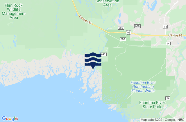 Mappa delle Getijden in Mandalay Aucilla River, United States