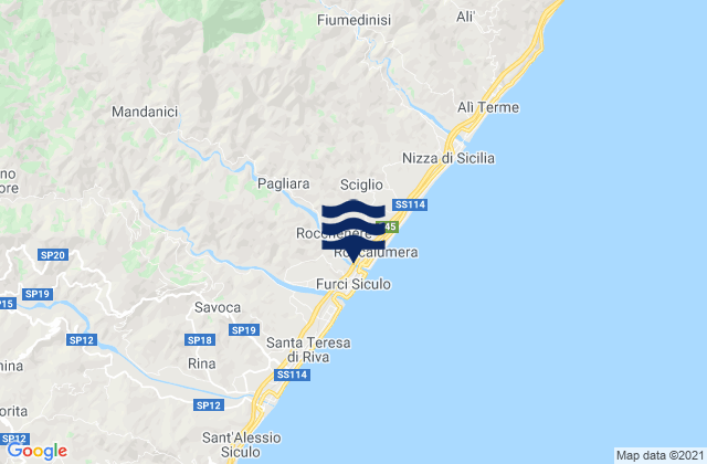 Mappa delle Getijden in Mandanici, Italy