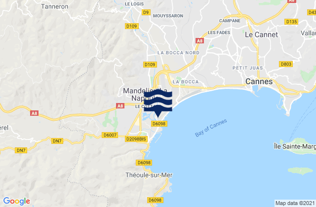 Mappa delle Getijden in Mandelieu-la-Napoule, France