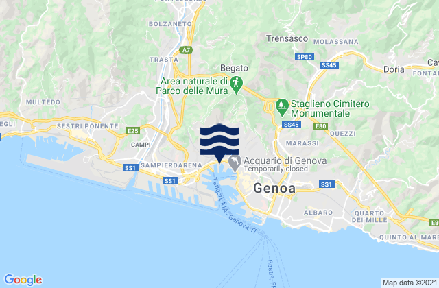 Mappa delle Getijden in Manesseno, Italy