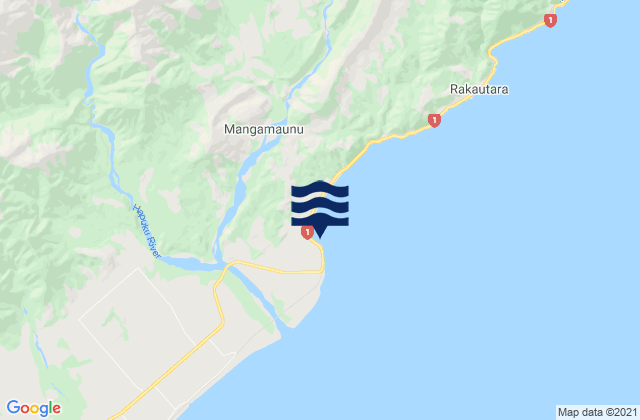 Mappa delle Getijden in Mangamaunu, New Zealand