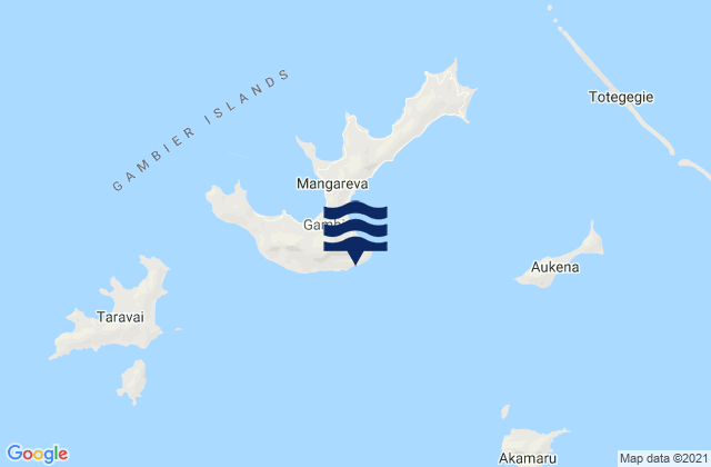 Mappa delle Getijden in Mangareva Island, French Polynesia