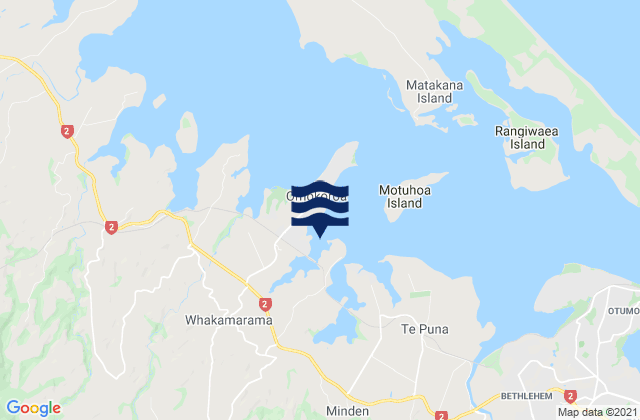 Mappa delle Getijden in Mangawhai Bay, New Zealand