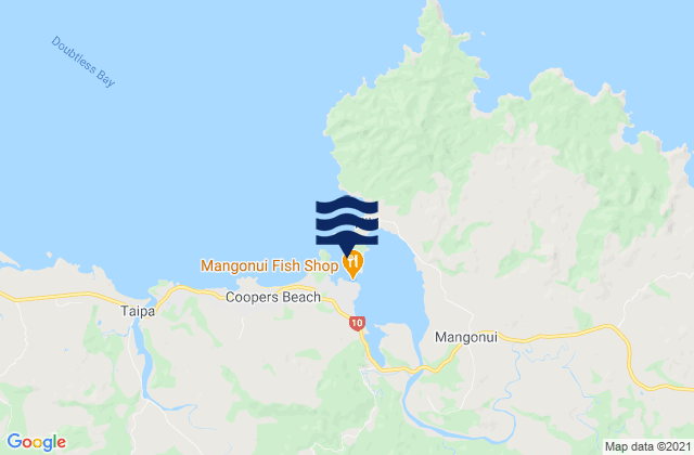 Mappa delle Getijden in Mangonui, New Zealand