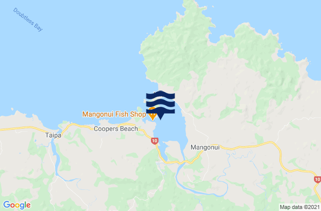 Mappa delle Getijden in Mangonui Harbour, New Zealand