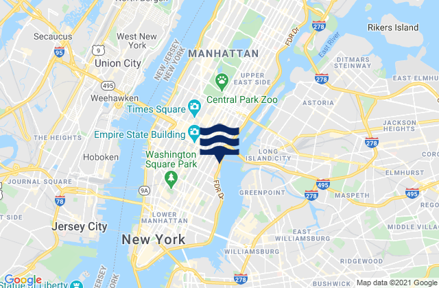 Mappa delle Getijden in Manhattan 26th street, United States