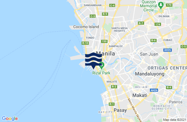 Mappa delle Getijden in Manila, Philippines