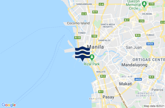 Mappa delle Getijden in Manila, Philippines