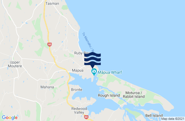Mappa delle Getijden in Mapua, New Zealand