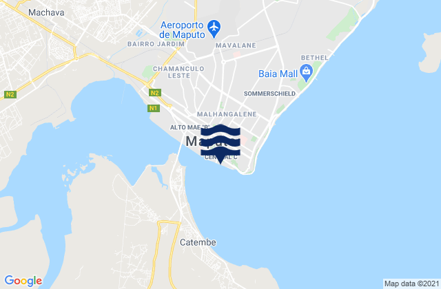 Mappa delle Getijden in Maputo, Mozambique