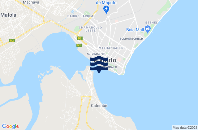 Mappa delle Getijden in Maputo, Mozambique
