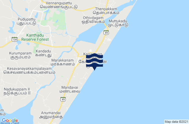 Mappa delle Getijden in Marakkanam, India