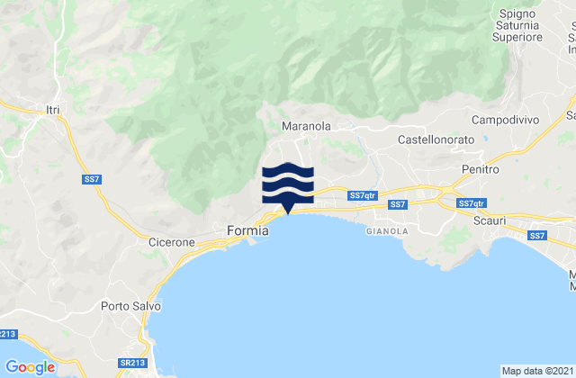 Mappa delle Getijden in Maranola-Trivio, Italy