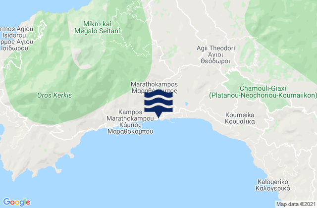 Mappa delle Getijden in Marathókampos, Greece