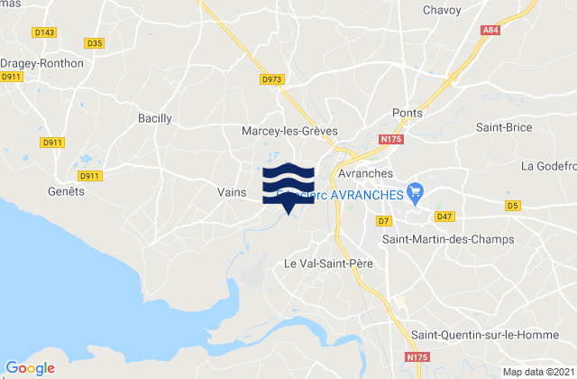 Mappa delle Getijden in Marcey-les-Grèves, France