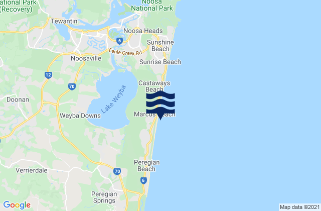 Mappa delle Getijden in Marcus Beach, Australia