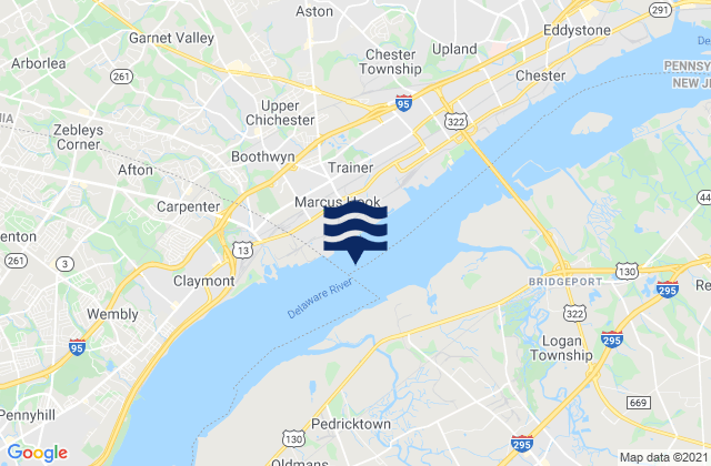 Mappa delle Getijden in Marcus Hook Pa, United States