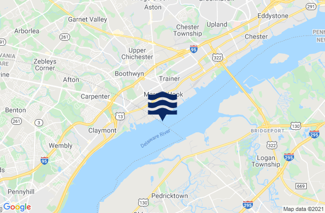 Mappa delle Getijden in Marcus Hook River, United States