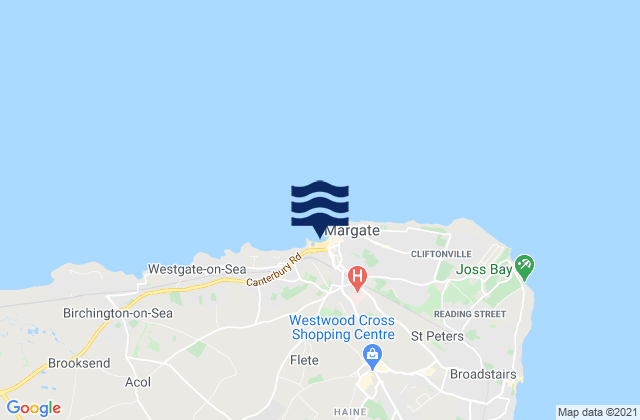Mappa delle Getijden in Margate Bay Beach, United Kingdom