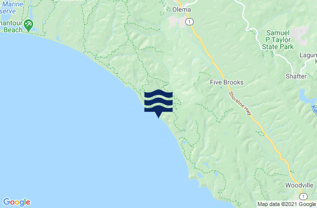 Mappa delle Getijden in Marin County, United States