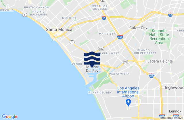 Mappa delle Getijden in Marina del Rey, United States
