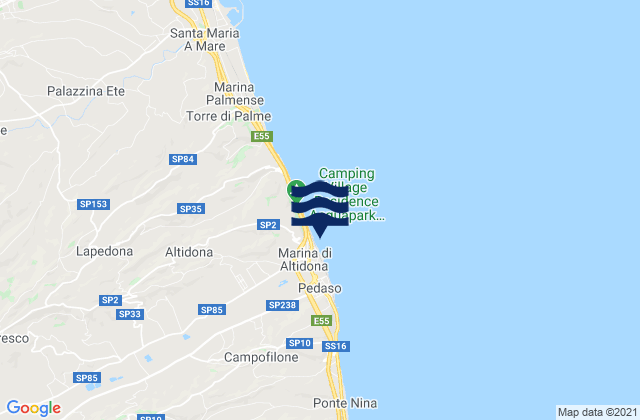 Mappa delle Getijden in Marina di Altidona, Italy