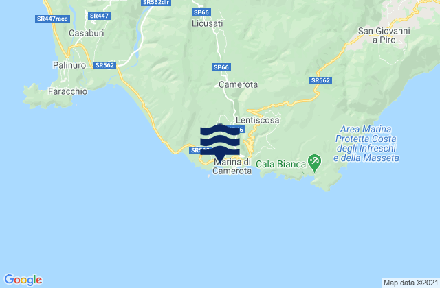 Mappa delle Getijden in Marina di Camerota, Italy