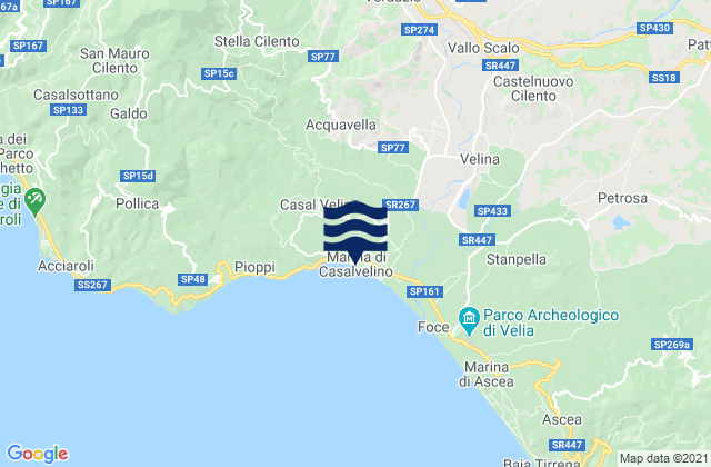 Mappa delle Getijden in Marina di Casal Velino, Italy
