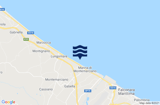 Mappa delle Getijden in Marina di Montemarciano, Italy