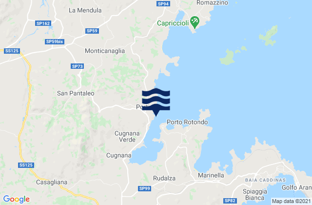 Mappa delle Getijden in Marina di Portisco, Italy