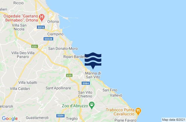 Mappa delle Getijden in Marina di San Vito, Italy