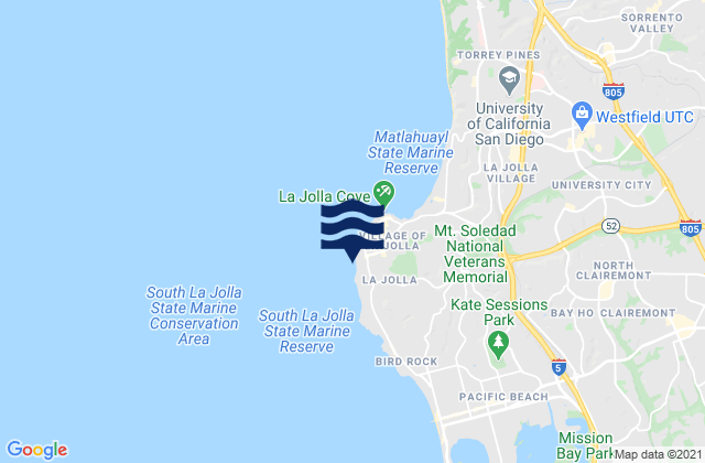 Mappa delle Getijden in Marine Street Beach, United States