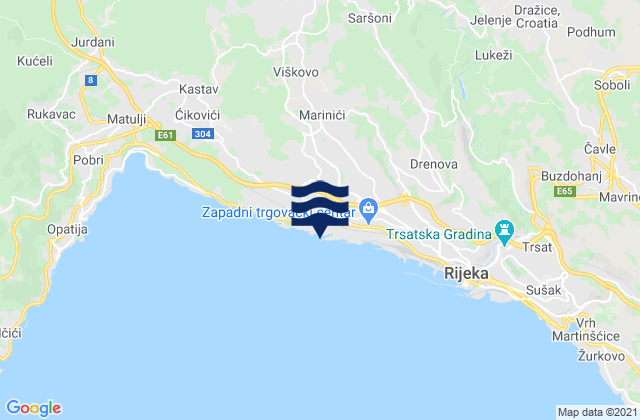 Mappa delle Getijden in Marinići, Croatia