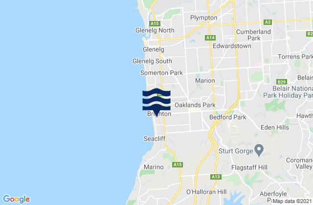 Mappa delle Getijden in Marion, Australia