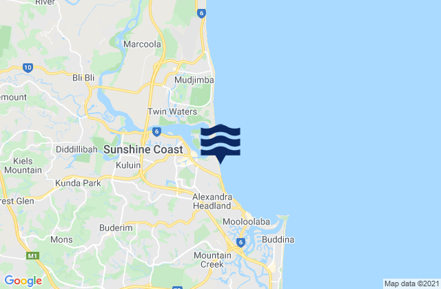 Mappa delle Getijden in Maroochydore Beach, Australia