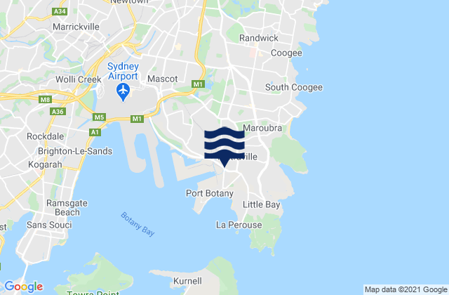 Mappa delle Getijden in Maroubra, Australia