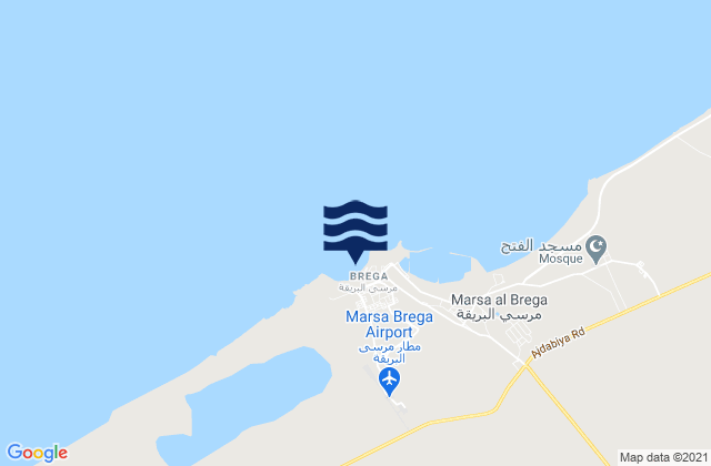 Mappa delle Getijden in Marsa Brega, Greece