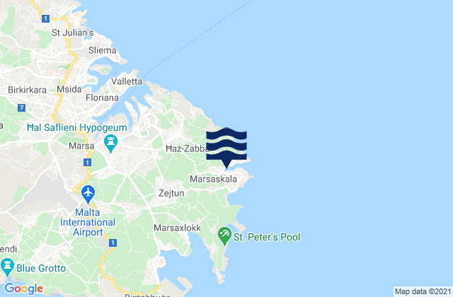 Mappa delle Getijden in Marsaskala, Malta