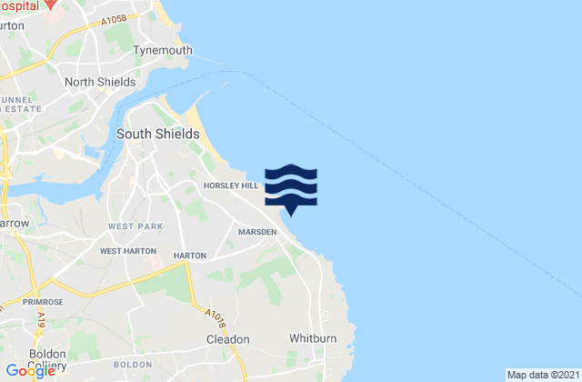 Mappa delle Getijden in Marsden Bay, United Kingdom