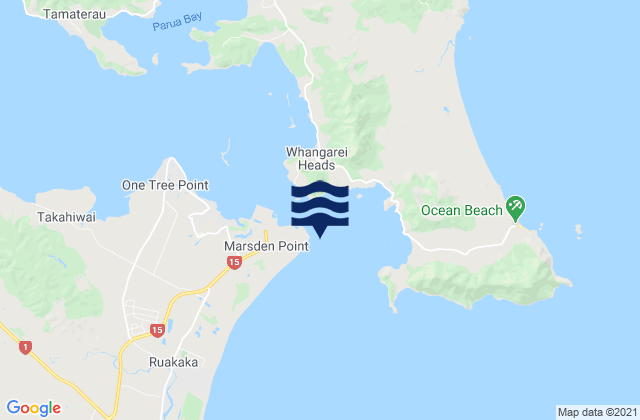 Mappa delle Getijden in Marsden Point, New Zealand