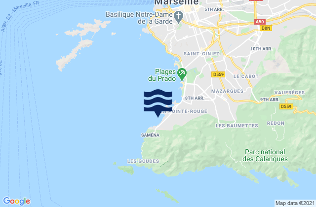 Mappa delle Getijden in Marseille - La Verrerie, France