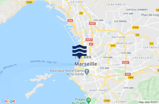 Mappa delle Getijden in Marseille-Fos Port, France